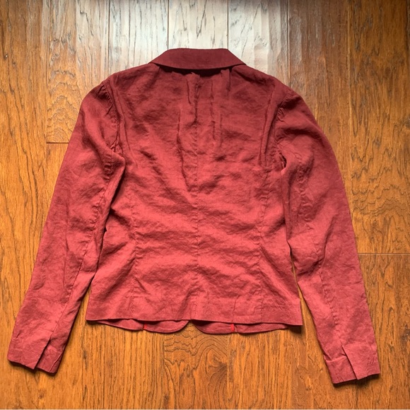 Theory Red Maroon Linen Blend Blazer - Size 6 - Picture 2 of 7